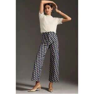 Anthropologie Maeve The Colette Wide Leg Cropped Pants Rabbit Print Size 31 RARE